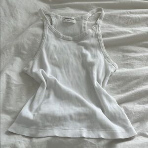 White Ribbed Tank Top by Aritzia